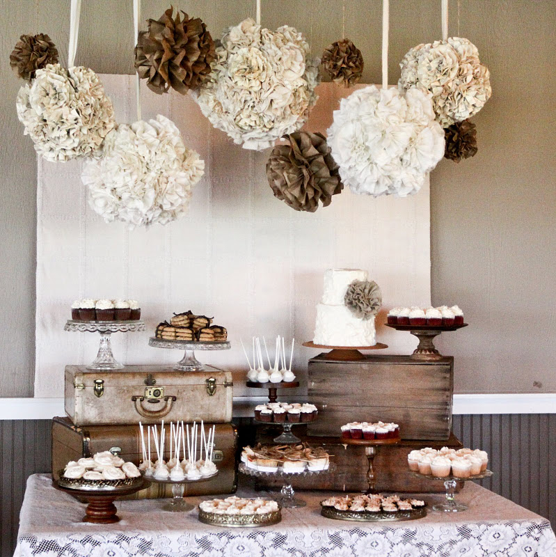  BURLAP AND LACE WEDDING DESSERT TABLE by Jenny Keller of Jenny Cookies