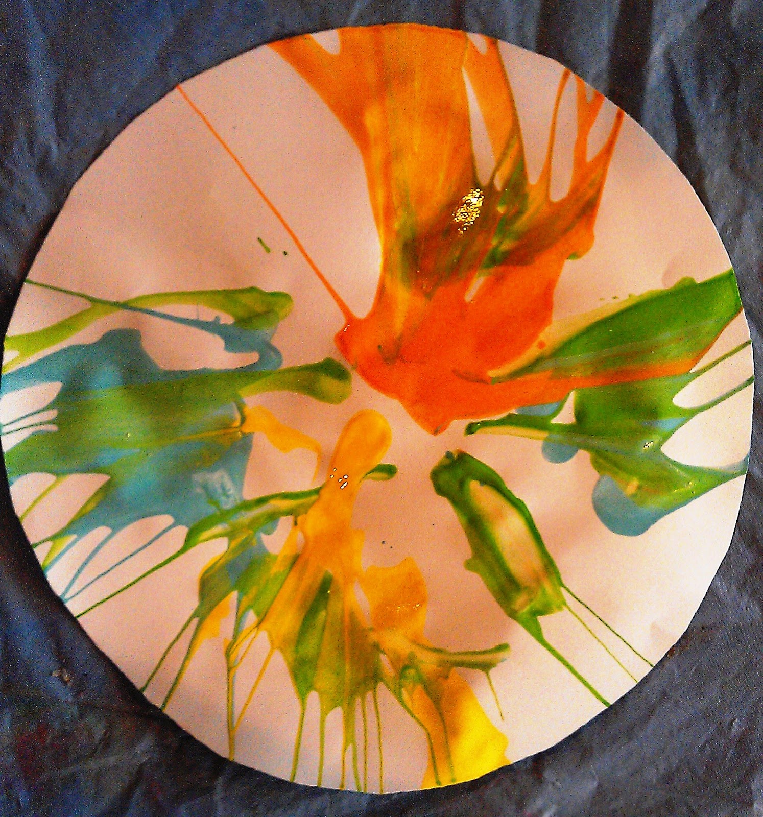 ARTventurers art and crafts for kids Spin paintings with salad