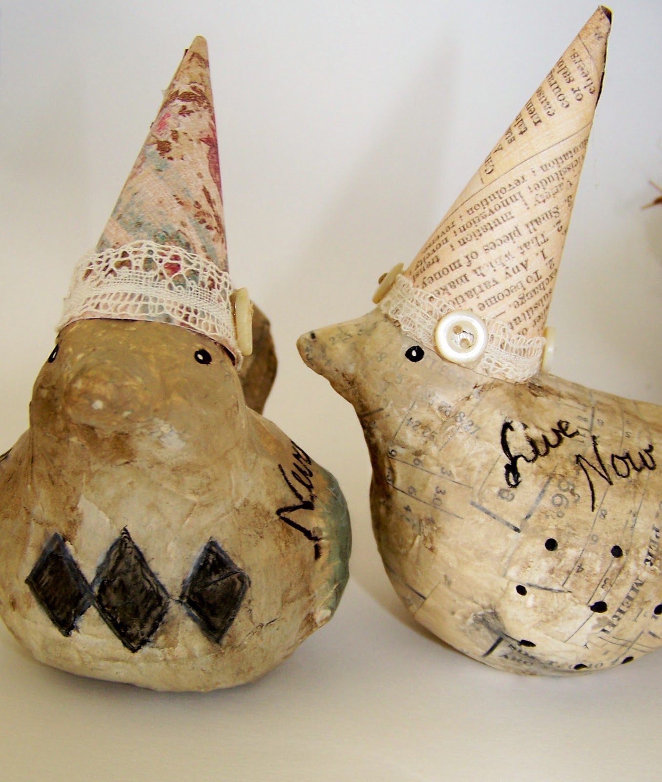 QueenBesAlteredNeeds Papier Mache' Birds of Wisdom