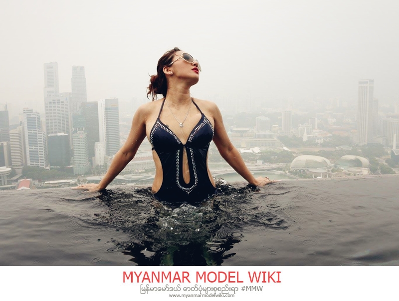Nang Thiri Maung in Singapore Marina Bay , Swim Suit Fashion , Pokemon TShirt Style Snaps