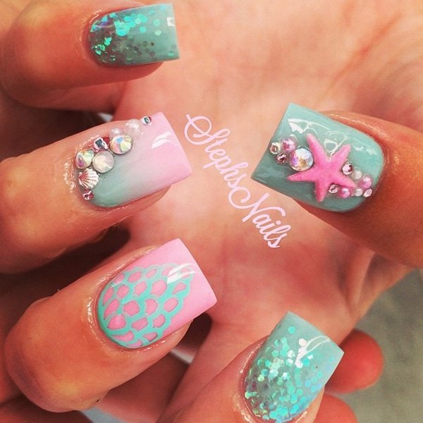 40+ Amazing Ocean Nail Art Ideas