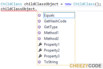 Accessing inherited properties of base class from derived class, inheritance example
