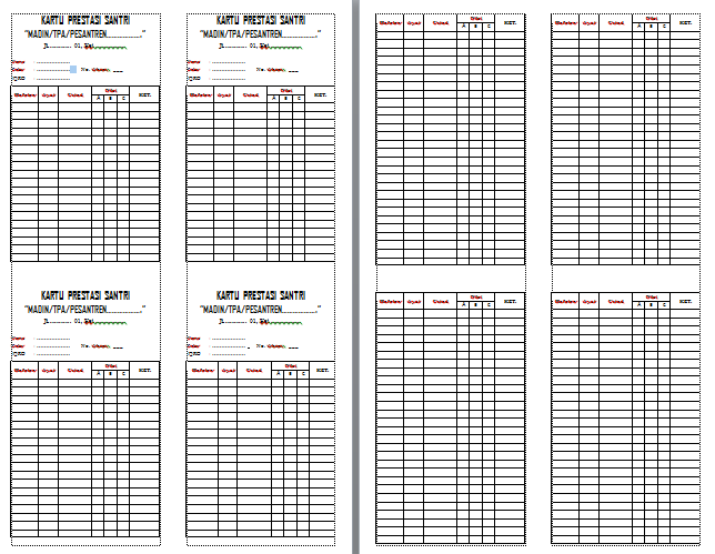 Format Penilaian Iqro Guru Paud