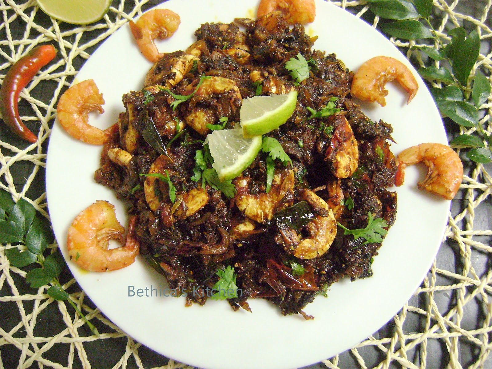 Bethica's Kitchen Flavours Chettinad Prawn Pepper Fry
