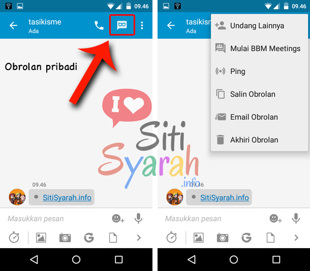 cara obrolan pribadi bbm terbaru 2.9 android