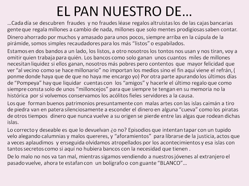 prosa y versos EL PAN NUESTRO DE...