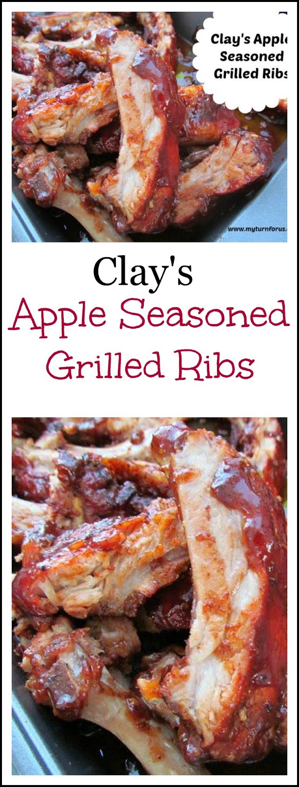 Apple Seasoned Grilled Ribs loaded with sauce! http://www.myturnforus.com/2014/05/clays-apple-seasoned-grilled-ribs.html