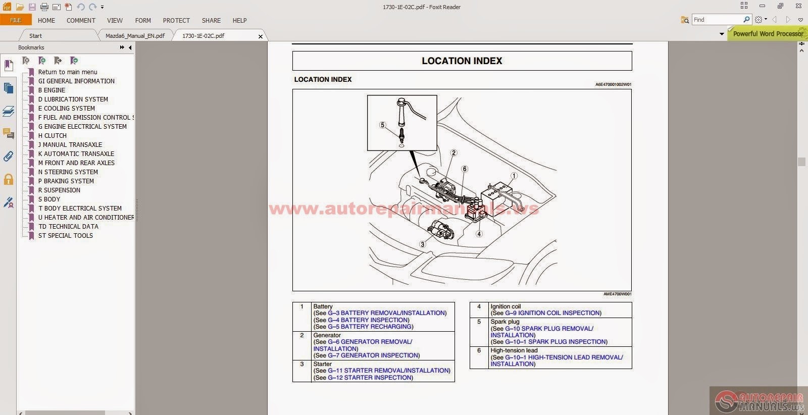 Mazda 6 Full Workshop Manual inc Engine Manual