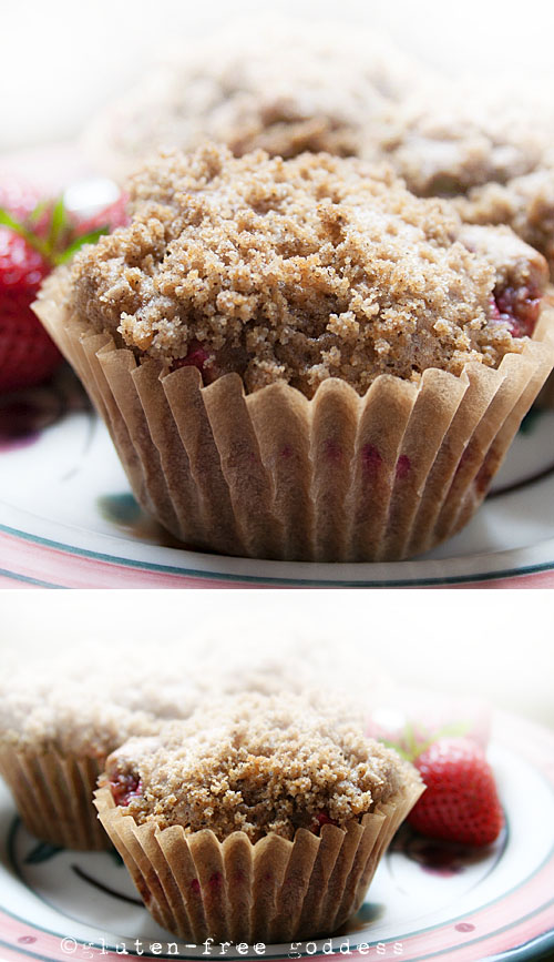 Karina's Strawberry Rhubarb Muffin Recipe with Streusel Topping #glutenfree