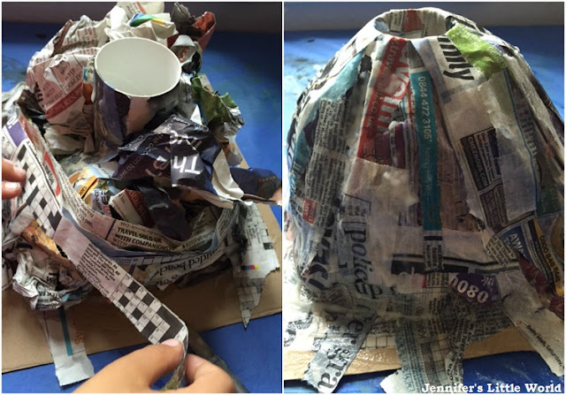 How to make a papier mache volcano with children