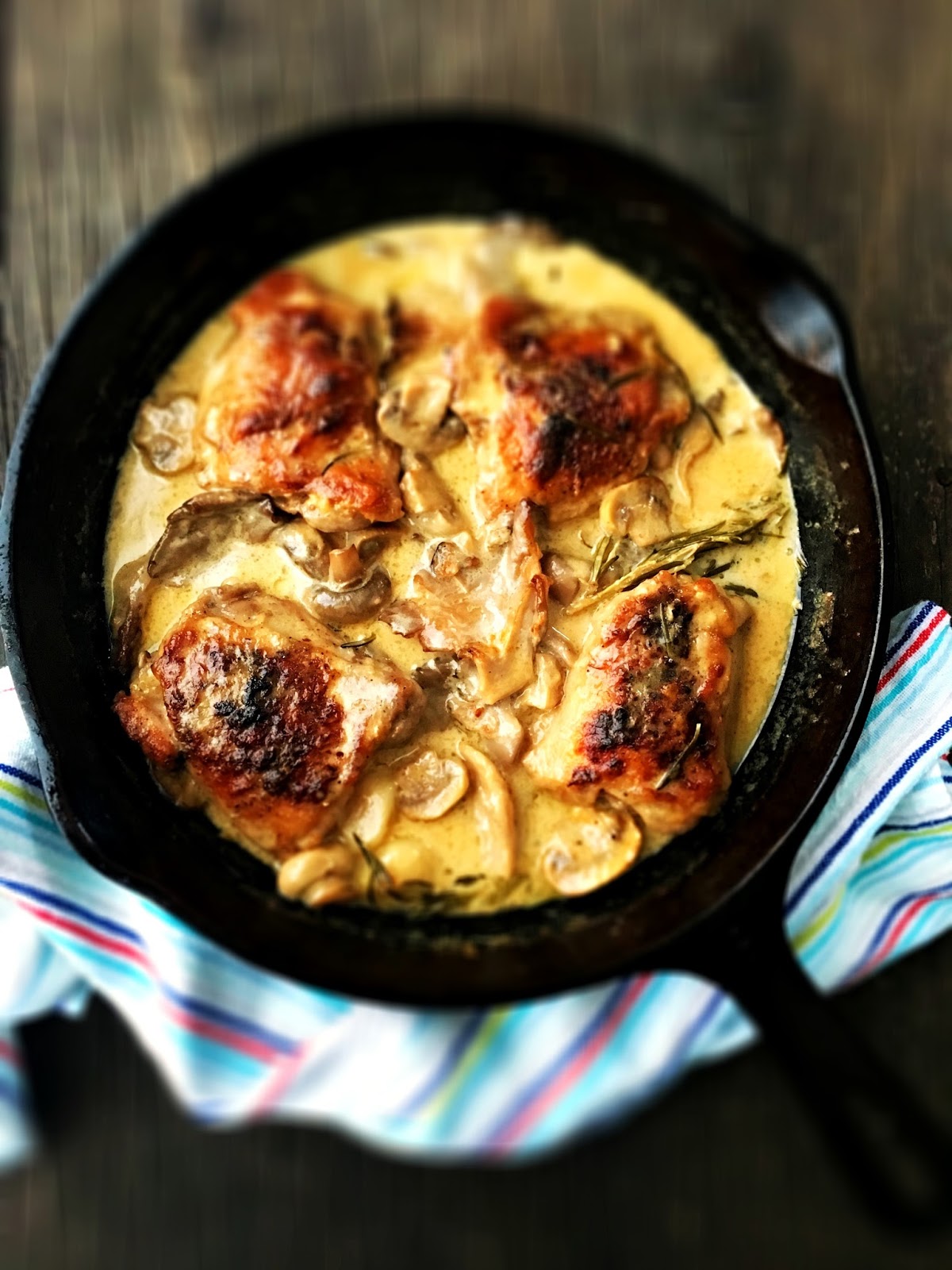 sweetsugarbean Braised Chicken Thighs in a Mushroom Lemon Cream Sauce