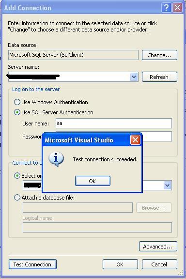 After Test connection click Advanced Button.