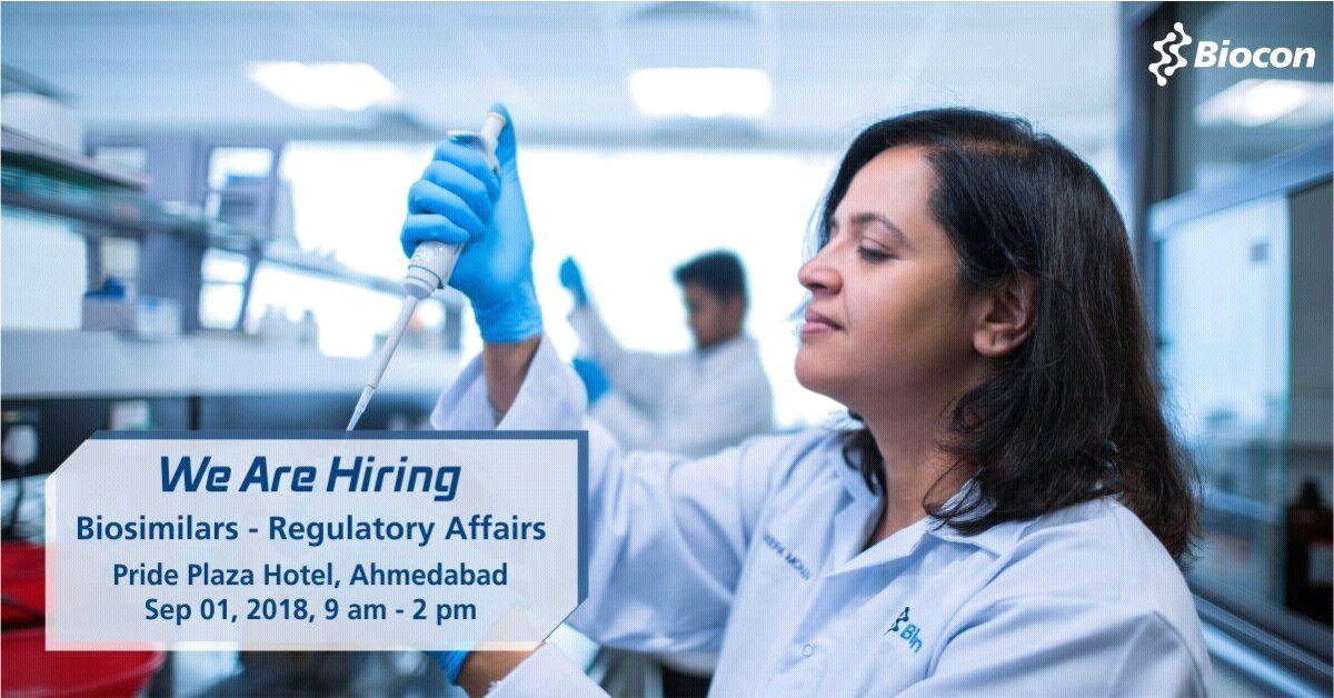 Biocon WalkIn for BIOSIMILAR Regulatory Affairs on 1st September