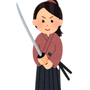 日本刀を構える女性のイラスト（武士）