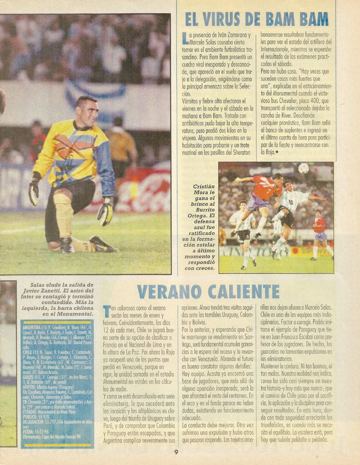 Partidos de la Roja [15/12/1996] ArgentinaChile 11