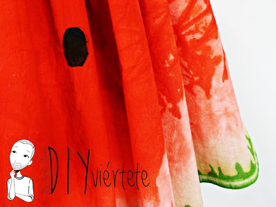 DIY-tintes iberia-teñir-rojo-verde-verano-fruta-sandía-estampado-melón-watermelon-falda-pepefalda-newlook-9999
