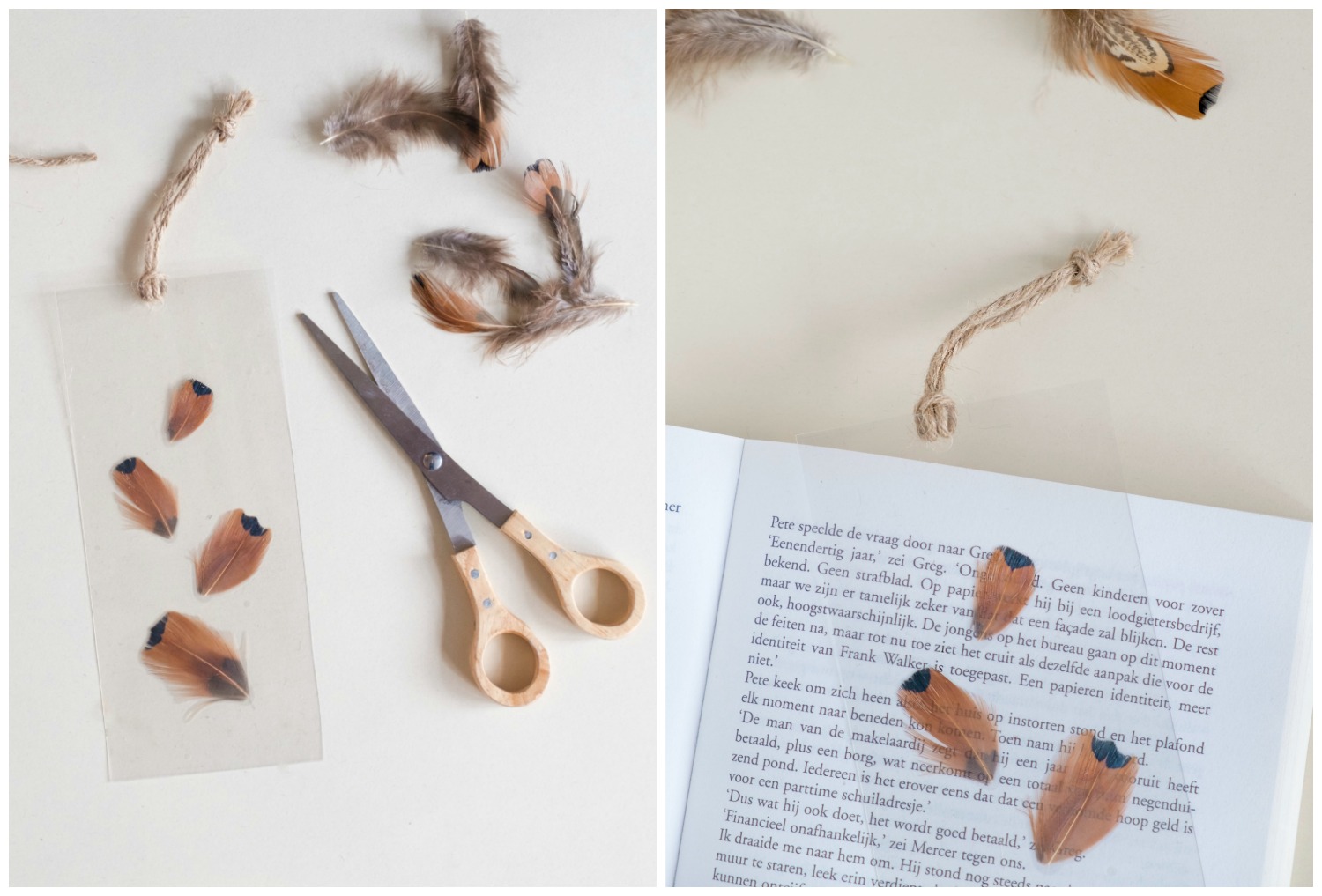 Diy: Boekenlegger zelf maken met veren 
