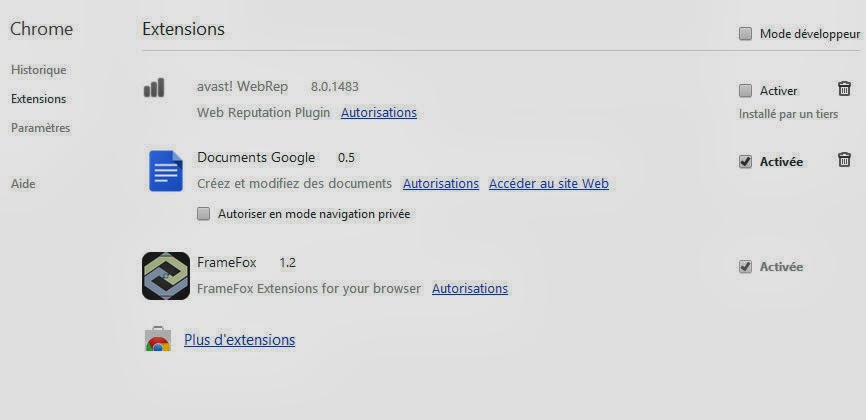 désinstaller demande barre d'outils en chrome