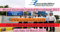 Bharat Electronics Limited Recruitment 2017-COPA, Machinist, Fitter