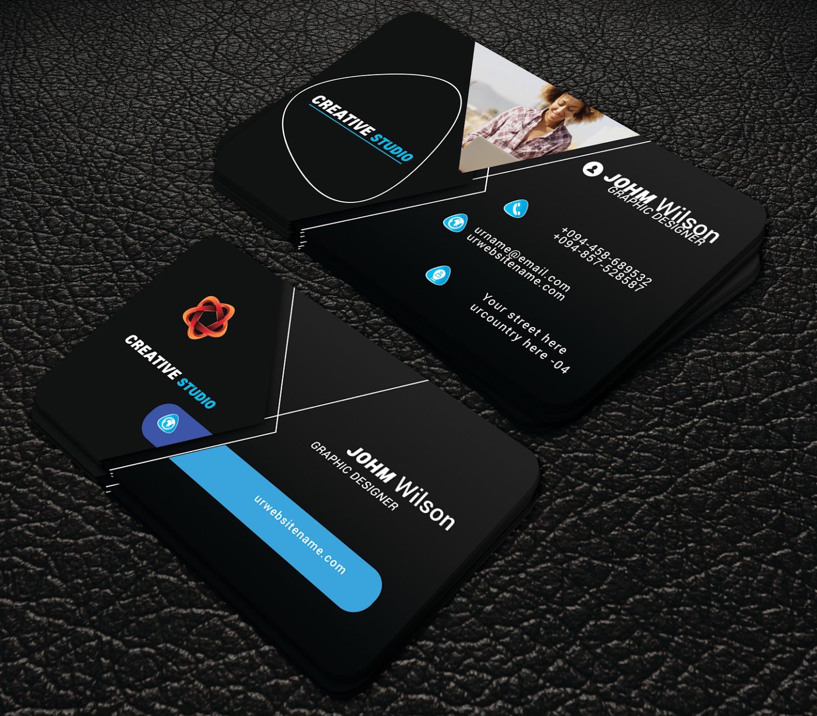 Black Colour Professional Business Cards Creative Free Cards Templates