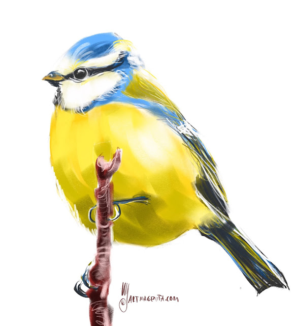 Blue tit bird painting by Artmagenta