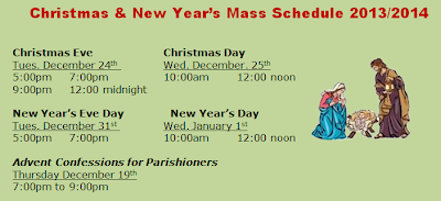 St. Martin of Tours : Christmas & New Year's Mass Schedule 2013/2014 St. Martin of Tours : Christmas & New Year's Mass Schedule 2013/2014