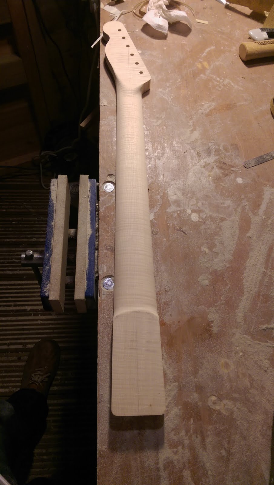 Chris Builds Guitars Telecaster Two build more neck sanding...