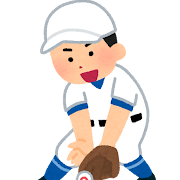 ゴロを取る野球選手のイラスト