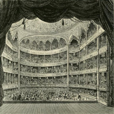 Inside Drury LaneTheatre in 1804 from Old and New London (1873)