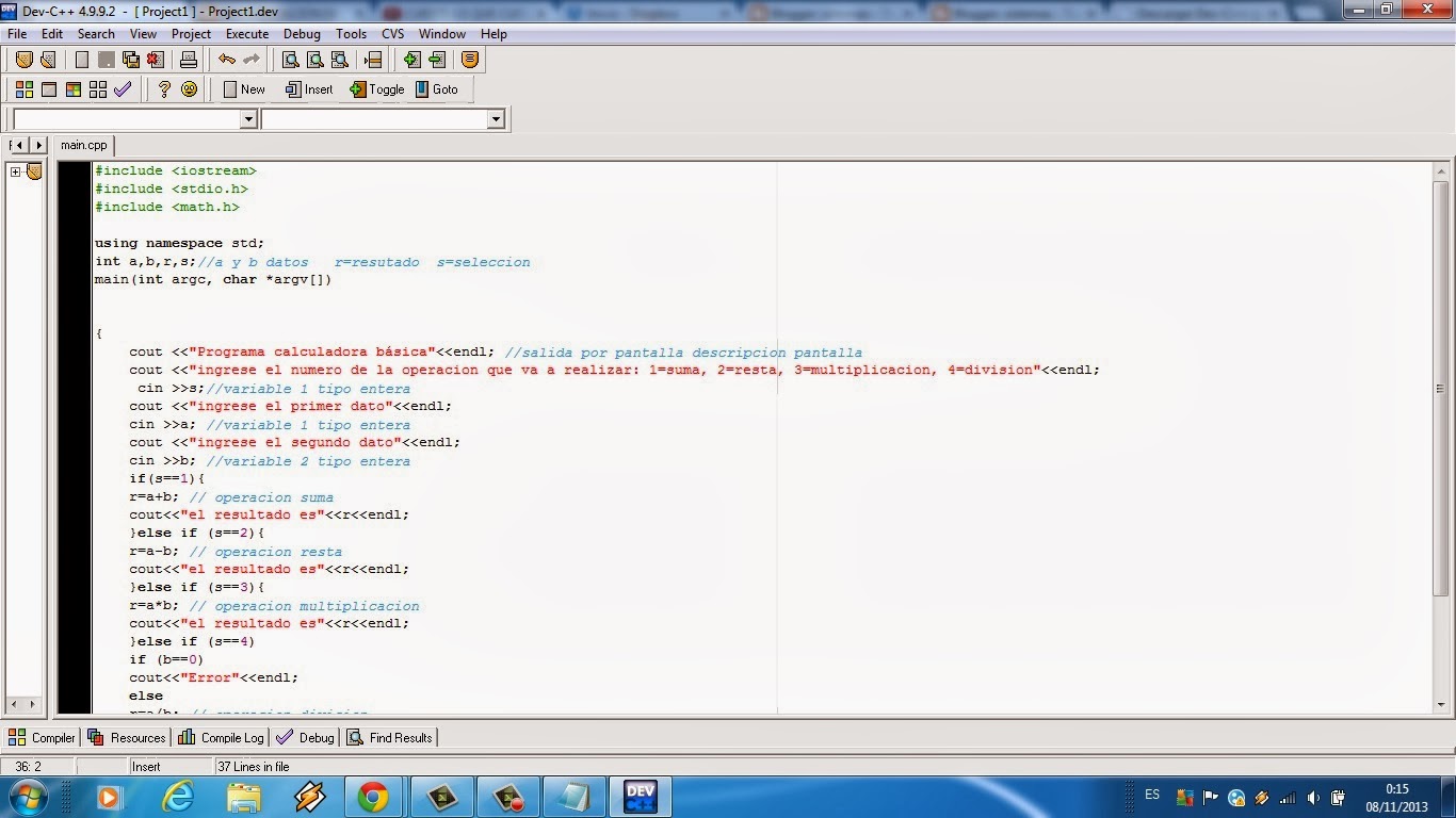 sistemas: calculadora c++