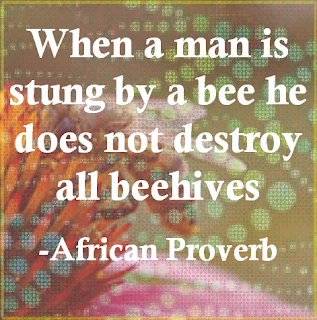 When a man is stung by a bee he does not destroy all beehives