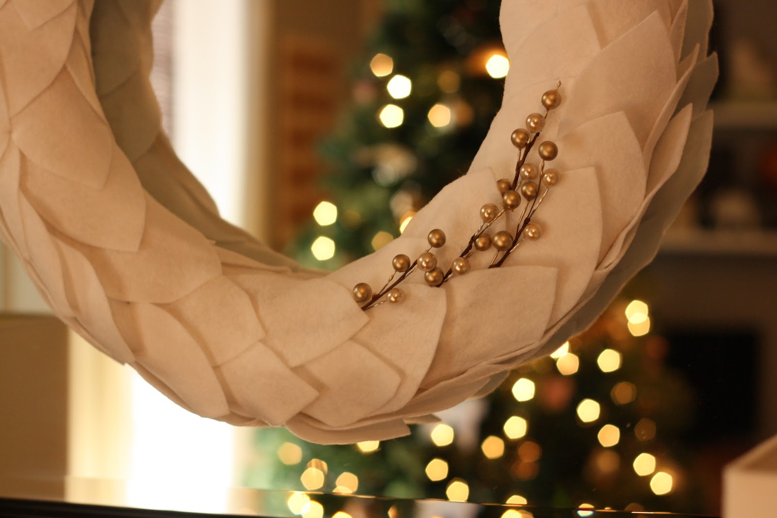 It's a Strange and Lovely Ride {DIY} White Felt Leaf Wreath