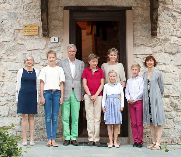 King Philippe, Queen Mathilde, Princess Eleonore, Prince Gabriel, Princess Elisabeth and Prince Emmanuel on holiday in Piedmont region of Italy