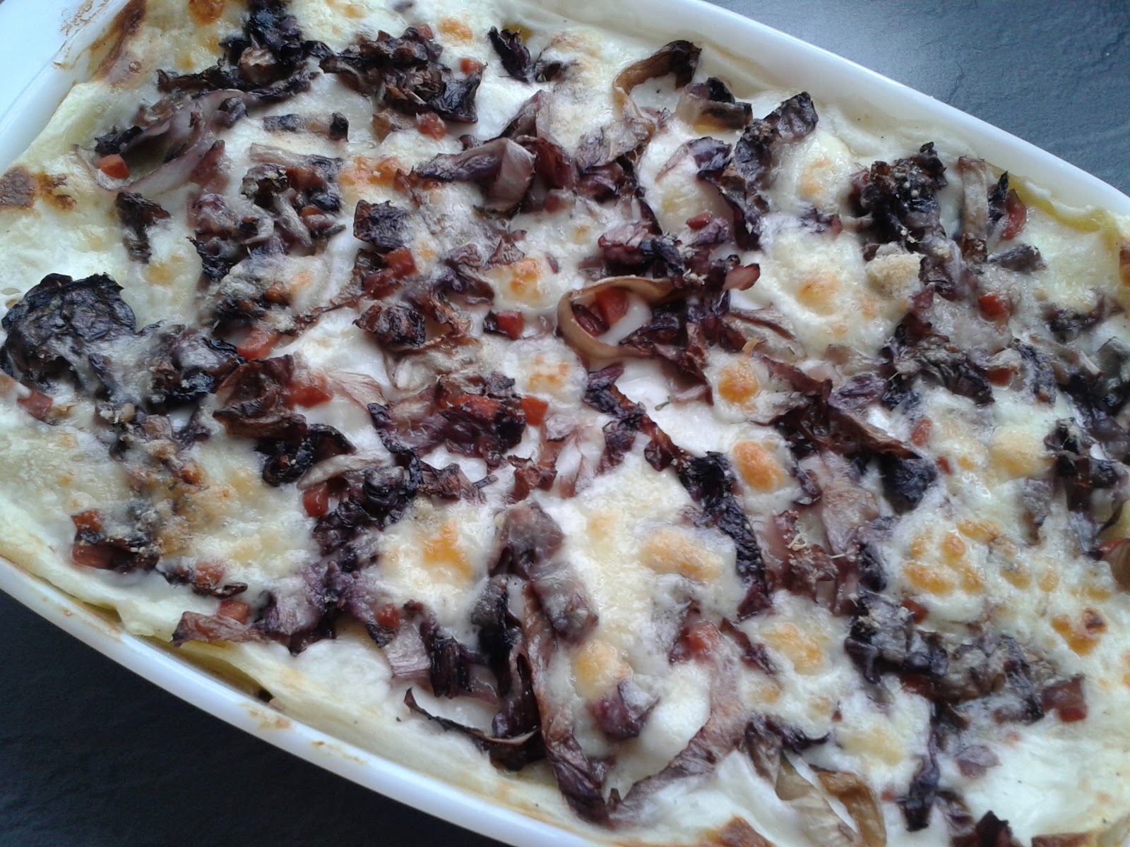 Lasagne al radicchio e prosciutto cotto