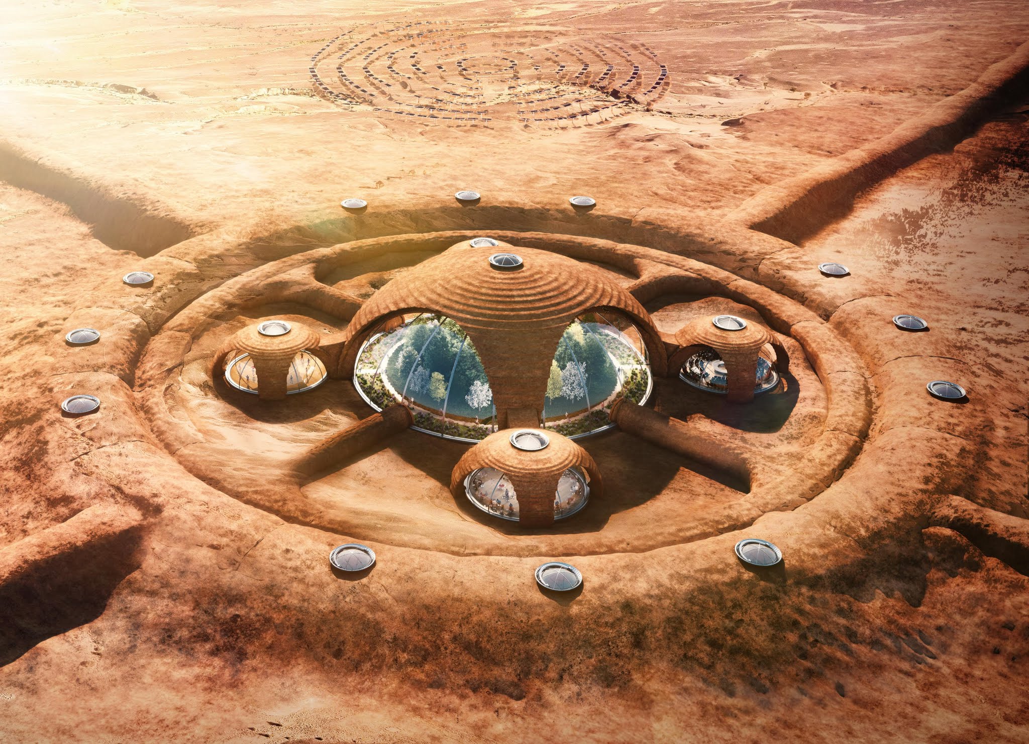 Mars colony apartment block human Mars