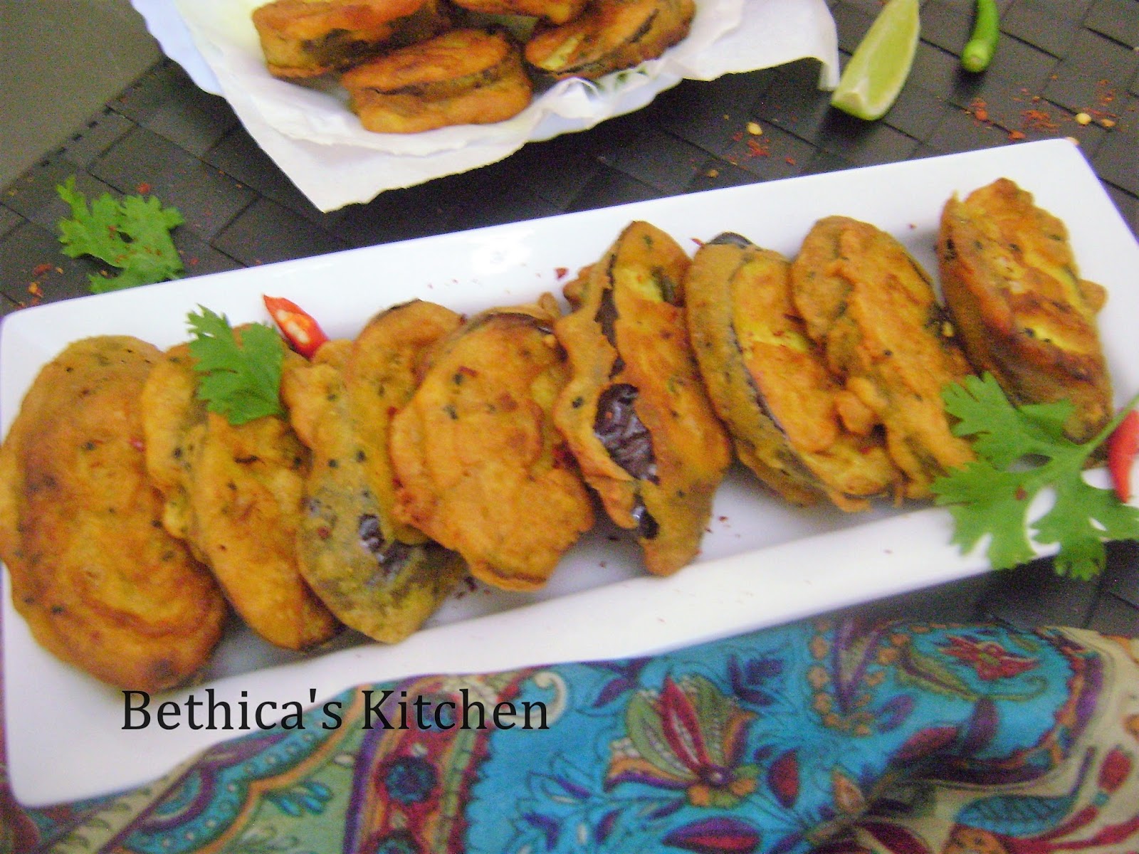 Bethica's Kitchen Flavours Beguni (Batter Fried Eggplant Bengali Style)