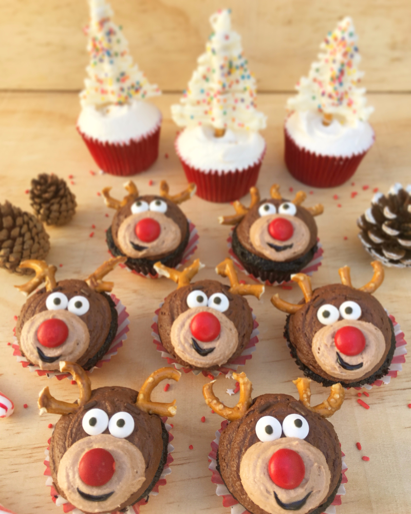 Mini Cupcakes de Rodolfo el Reno + [La Receta] de cupcakes de chocolate