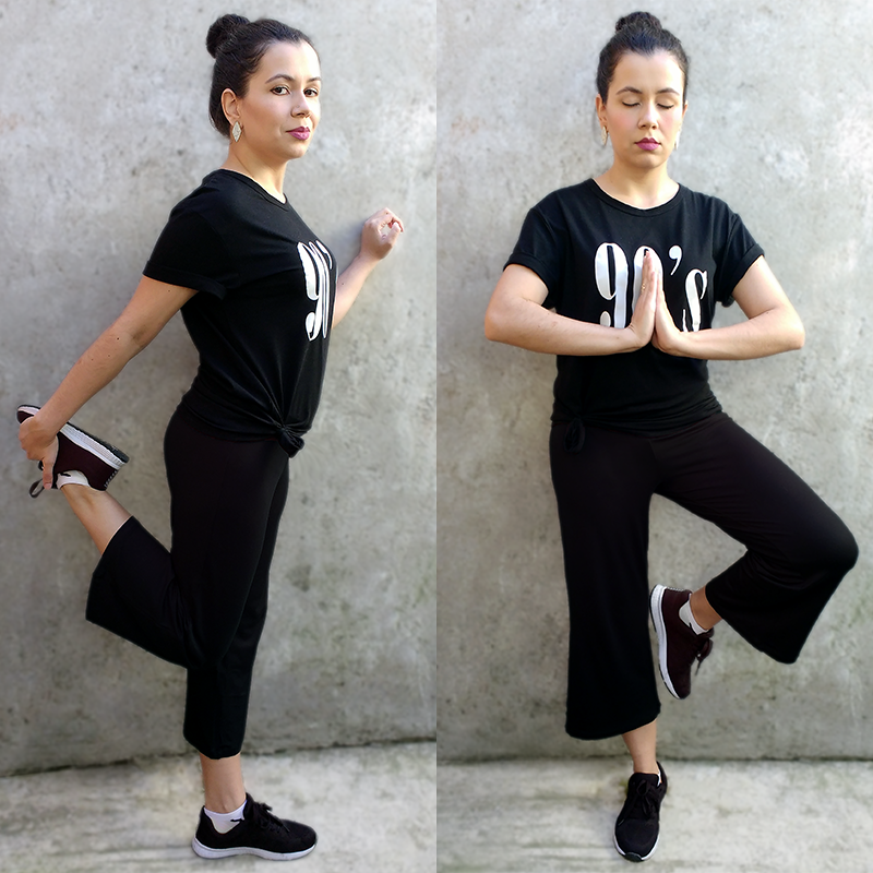 PPZ Black Modal Long Roll Sporty Yoga Pant