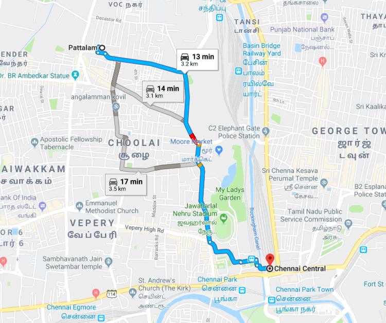 Pattalam Chennai Central Share Auto Routes Chennai Share Auto