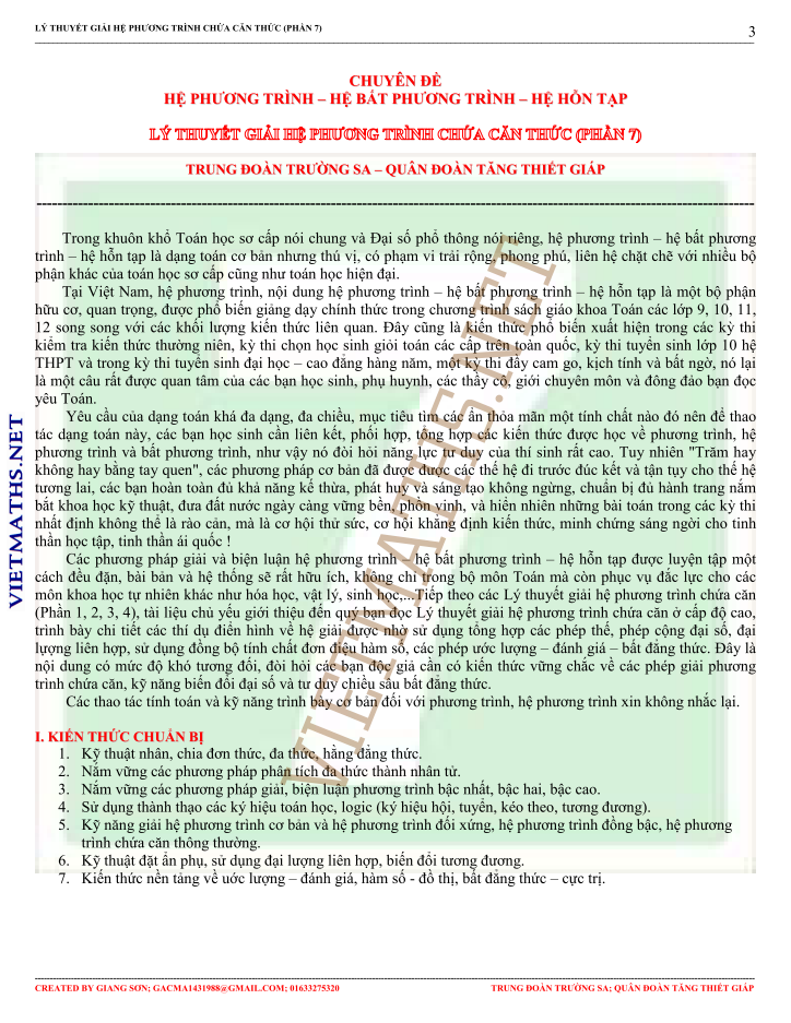 giải pt chứa căn thức của vietmaths giai phuong trinh chua can thuc hay nhat