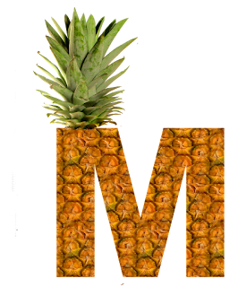 Abecedario hecho con Piel de Piña. Pineapple Alphabet.