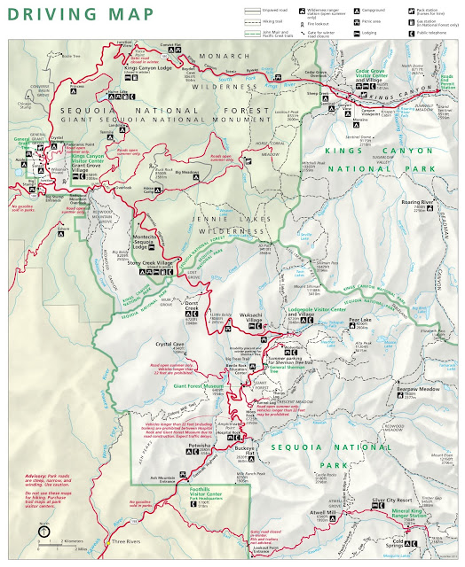 Carte officielle du Sequoia National Park