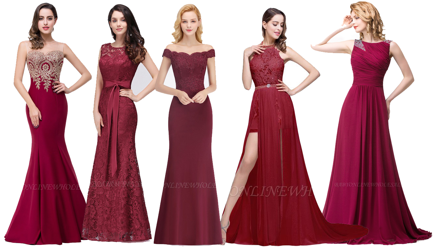 vestidos de gala cor de vinho