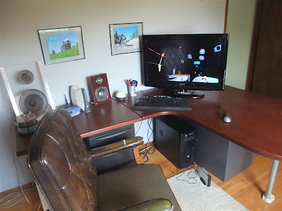 my office, computer setup, Sigmac NE32ab1, HDTV, 