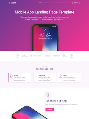 Landing Page giới thiệu ứng dụng điện thoại đẹp mẫu số 1