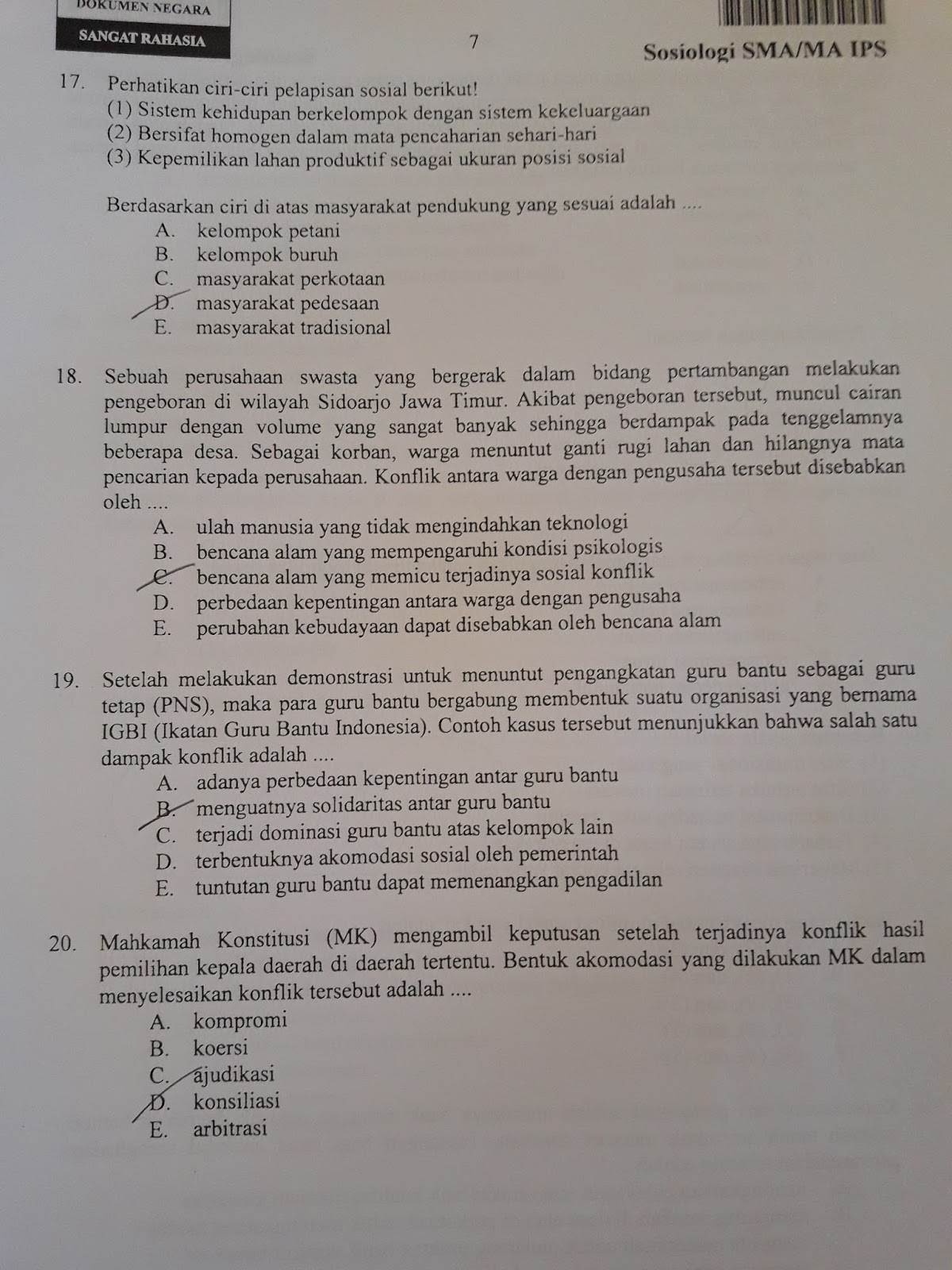 Soal Un Sosiologi 2015 2016 No 17 20