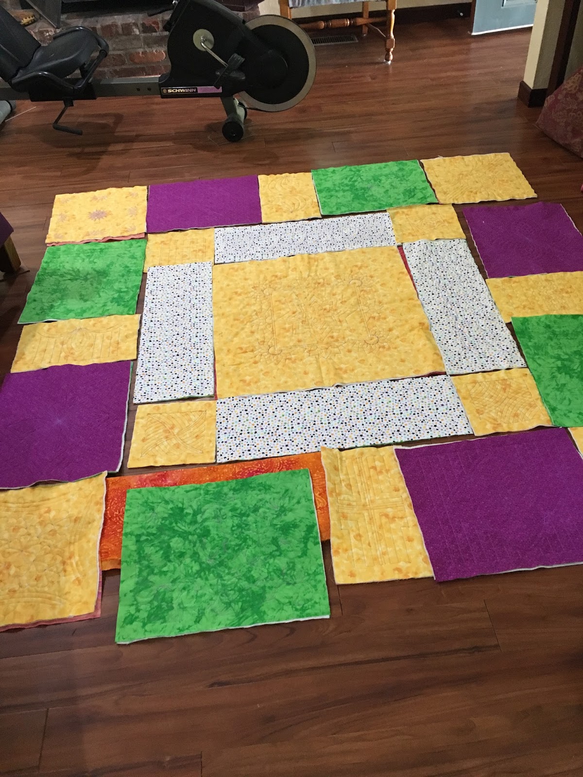 On Going Projects Sashing the Quilt As You Go (QAYG)