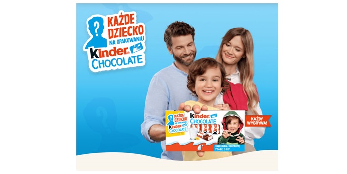 Wygraj spersonalizowane opakowanie Kinder Chocolate 100 g ze zdjęciem Twojego dziecka Konkurs