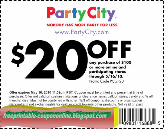Party City Printable Coupon