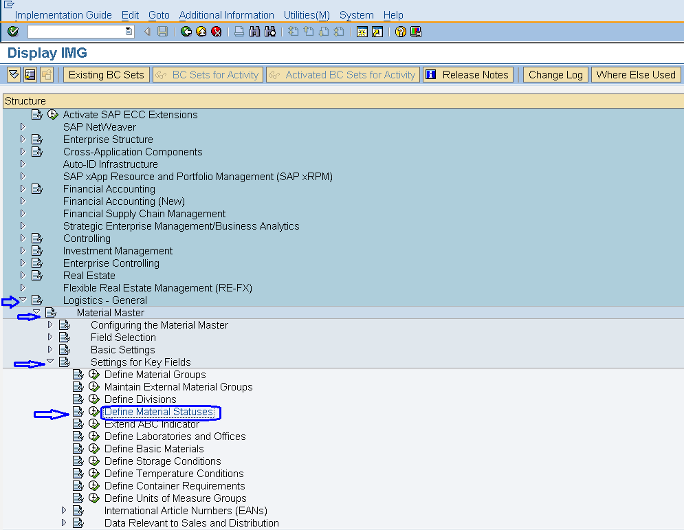SAP MM How to Define Material Statuses ?